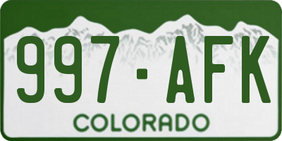 CO license plate 997AFK