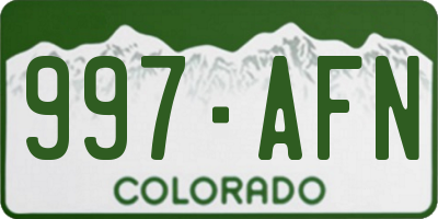 CO license plate 997AFN