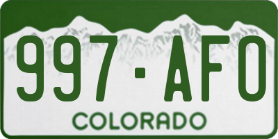 CO license plate 997AFO