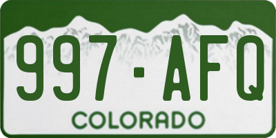 CO license plate 997AFQ