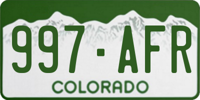 CO license plate 997AFR