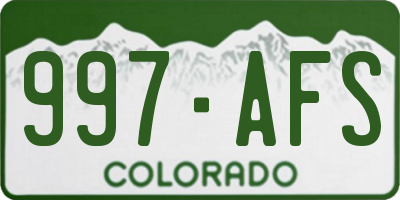 CO license plate 997AFS