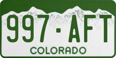 CO license plate 997AFT