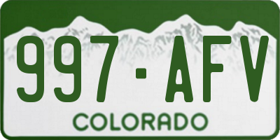 CO license plate 997AFV