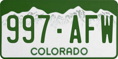 CO license plate 997AFW