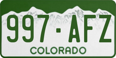 CO license plate 997AFZ