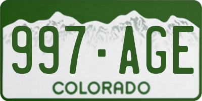 CO license plate 997AGE