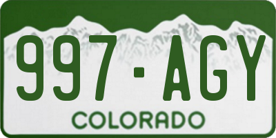 CO license plate 997AGY