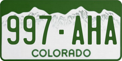 CO license plate 997AHA