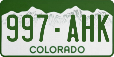 CO license plate 997AHK