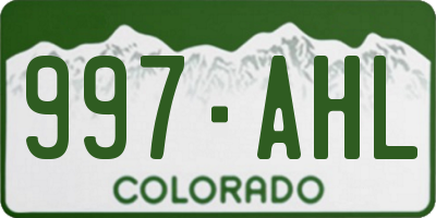 CO license plate 997AHL