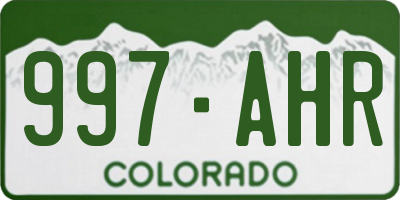 CO license plate 997AHR