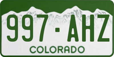 CO license plate 997AHZ