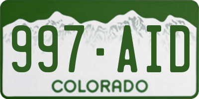 CO license plate 997AID
