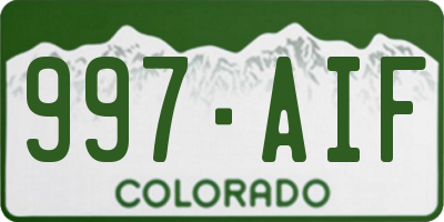 CO license plate 997AIF