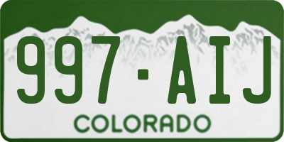 CO license plate 997AIJ