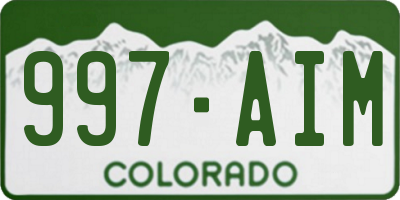 CO license plate 997AIM
