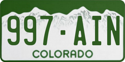 CO license plate 997AIN