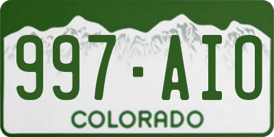 CO license plate 997AIO