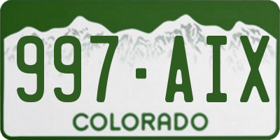CO license plate 997AIX
