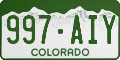 CO license plate 997AIY