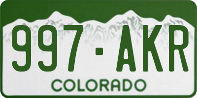 CO license plate 997AKR