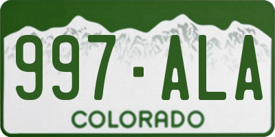 CO license plate 997ALA