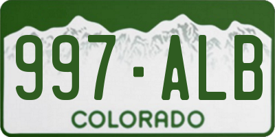 CO license plate 997ALB