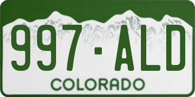 CO license plate 997ALD