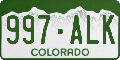 CO license plate 997ALK