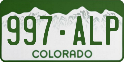 CO license plate 997ALP