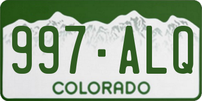 CO license plate 997ALQ