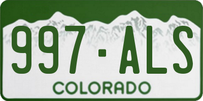 CO license plate 997ALS