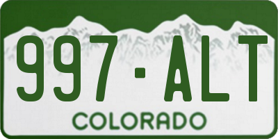 CO license plate 997ALT