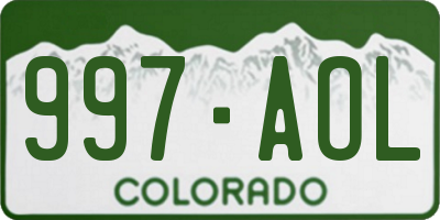 CO license plate 997AOL