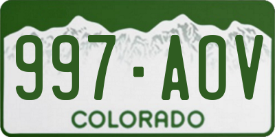 CO license plate 997AOV