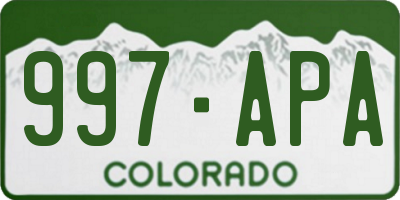 CO license plate 997APA