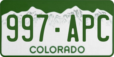 CO license plate 997APC