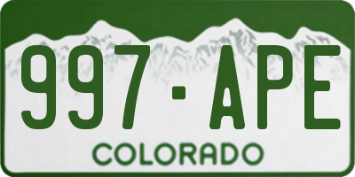 CO license plate 997APE