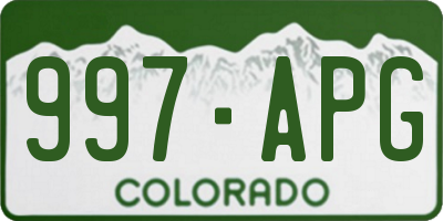 CO license plate 997APG