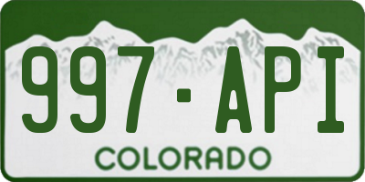 CO license plate 997API