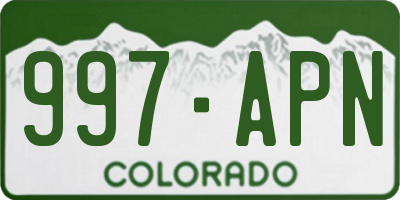 CO license plate 997APN