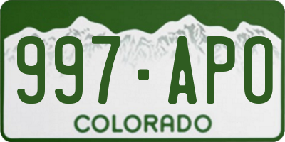 CO license plate 997APO