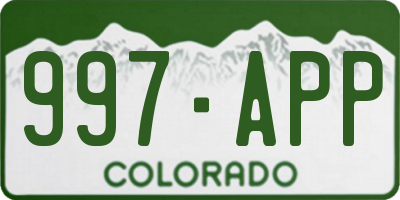 CO license plate 997APP