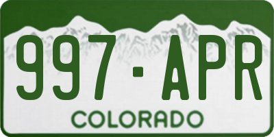 CO license plate 997APR