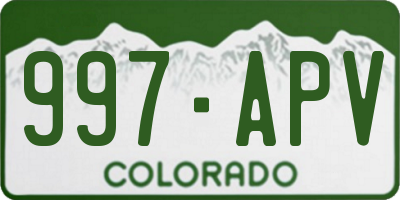 CO license plate 997APV