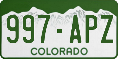 CO license plate 997APZ