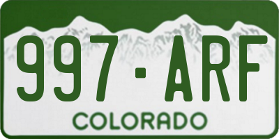 CO license plate 997ARF