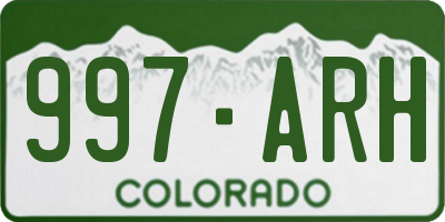 CO license plate 997ARH