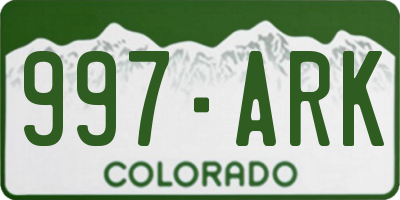 CO license plate 997ARK